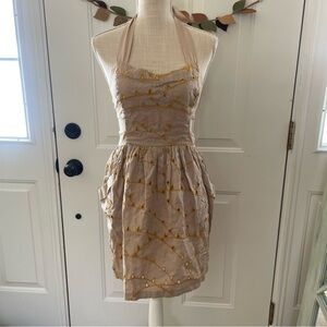 Cute Chic Hype Beige Mini Dress with Yellow Details (Size 6)